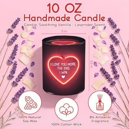 TEEZWONDER Valentines Day Gifts for Her Girlfriend - I Love You More Vanilla Lavender Romantic Candles 10 oz - Anniversary Valentines Birthday Gifts for Wife Men Women Girlfriend Boyfriend Him Husband