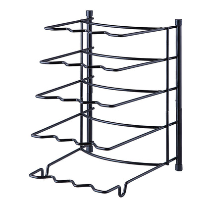 SunnyPoint Metal Heavy Duty Kitchen Countertop Cabinet Pantry Pan, Pot Lid, and Pot Organizer Rack Holder, 9.25 x 10.4 x 13.25 Inch, Black