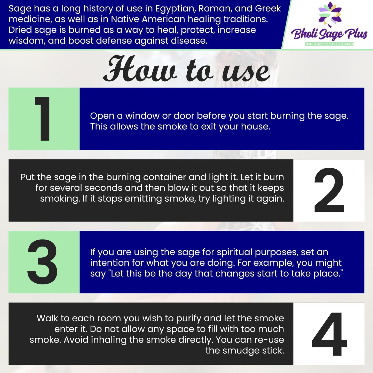 Lavender with White Sage - Bholi Sage Plus Sage Incense Sticks for Cleansing Negative Energy, Sage Sticks for House Cleansing - Lavender with White Sage Smudge Sticks Pack of 4