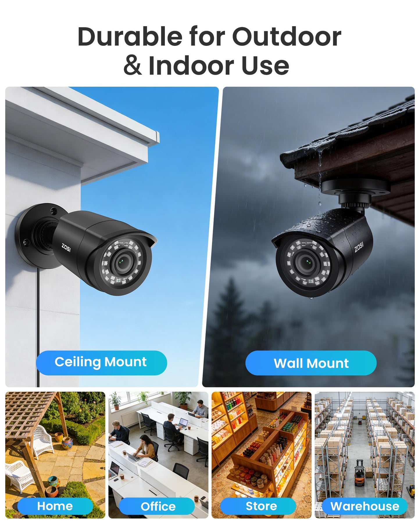 ZOSI 3K Lite 16 Channel Security Camera System Outdoor,AI Human Vehicle Detection,Night Vision,12pcs 2MP Weatherproof Surveillance Camera,H.265+ 16CH 1080P CCTV DVR with 2TB HDD for 24/7 Recording