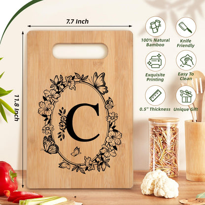 Personalized Cutting Board, Initial Christmas Birthday Gifts for Women, Christmas Monogram Gifts for Mom Sister Friend, Women Gift for Wedding Anniversary Housewarming Thanksgiving Kitchen Decor