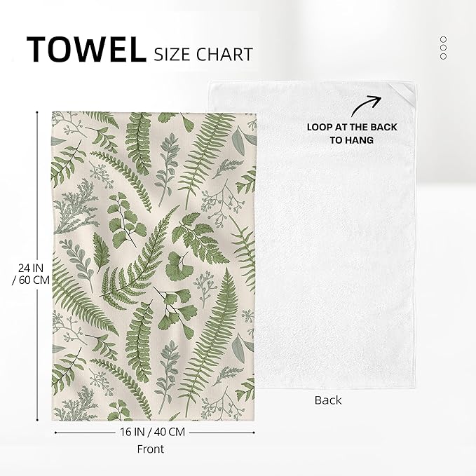 Cute Botanic Dish Towels for Drying Dishes, Absorbent Decorative Sage Green