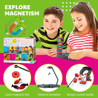 4M - STEAM Magnet Exploration - Hands-On Science Kit with Magnetic Toys Experiments for Kids Ages 5+ - Includes Magnet Toys Wand, U-Shaped Magnet, More - Educational STEM Toy GIF, Magnet Science Kit