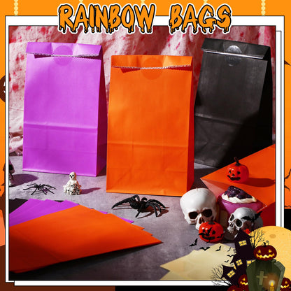 Skyygemm 36 Pcs Halloween Party Favor Paper Bags Candy Paper Gift Bags with Stickers 5.1 x 3.2 x 9.5'' for Festival Holiday Baby Shower Birthday Wedding Party Anniversaries
