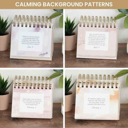 bloom daily planners Undated Perpetual Desk Easel - Motivational Inspirational Standing Flip Calendar - Page a Day (5.25" x 5.5") - Daily Mindfulness Reflection Questions