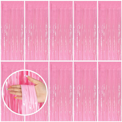 2 Pack Pink Backdrop Party Decorations Tinsel Curtain Party Backdrop Foil Fringe Birthday Decorations Photo Booth Streamer Backdrop Pink Theme Bachelorette Graduation Decor