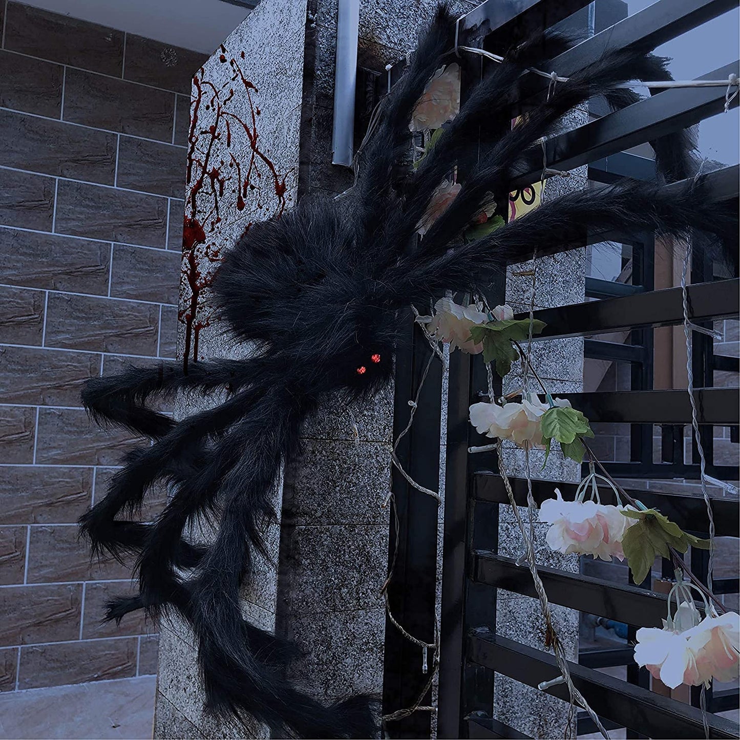 JOYIN 2 Pack 4 Ft Halloween Spider Decorations Outdoor, Scary Large Giant Spiders with Adjustable Legs for Halloween Outside Decor, Yard Lawn Indoor Haunted House Props