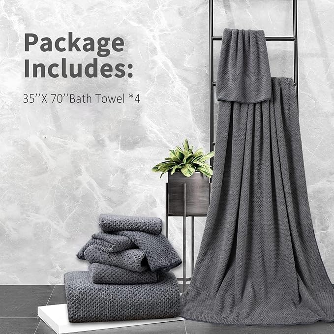 Extra Large Bath Towel Set of 4, Oversized Bath Sheet Super Soft Highly