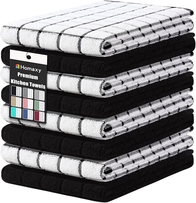 Homaxy Premium Cotton Kitchen Towels 16"x 28", Large Natural Ring Spun 390 GSM