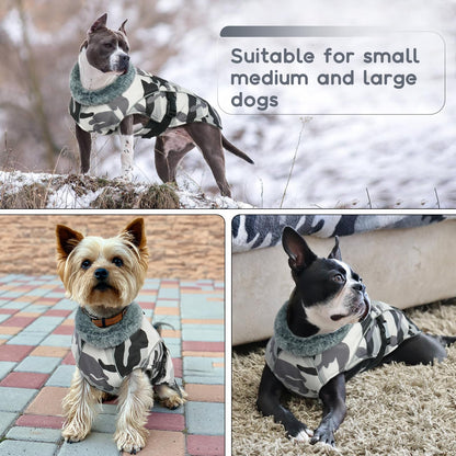 Waterproof Dog Jacket, Winter Warm Jacket Reflective Coat Windproof Warm Clothes Cozy Fleece Lining Dog Winter Apparel Outdoor Clothes(Camouflage, L)