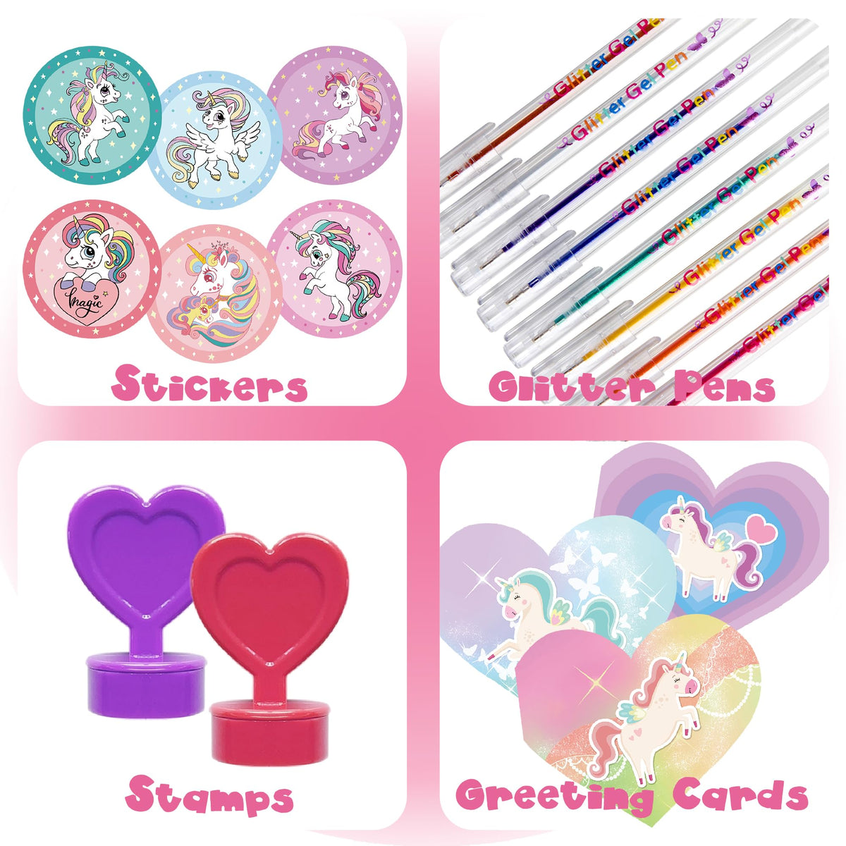 98Pcs Unicorn Stationary Set - Gifts for 6,7,8,9,10 Year Old Girl, Girls Stationery Set for Kids, Letter Writing Art Kit, Preteen Girls Craft Toys 8-10 Present - Birthday Gift for Girls