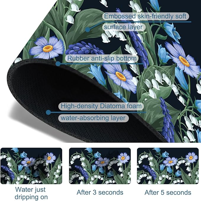 Blooming Lilies Sink Splash Guard Valley Lilies Flowers Faucet Absorbing Mat