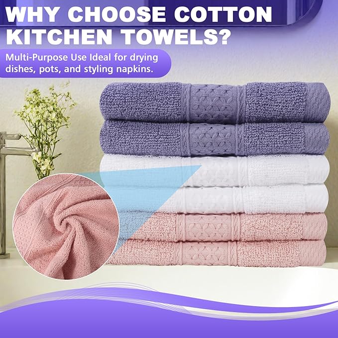 6 Pack 100% Cotton Wash Cloth, 13x13 Inch Highly Absorbent and Soft Feel