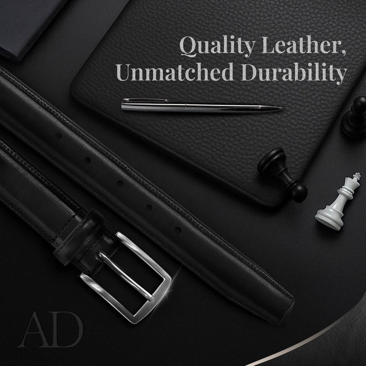 Access Denied Genuine Leather Dress Belts For Men - Mens Belt For Suits, Jeans, Uniform Black Belt - Designed in the USA - Holiday Christmas Gifts For Men