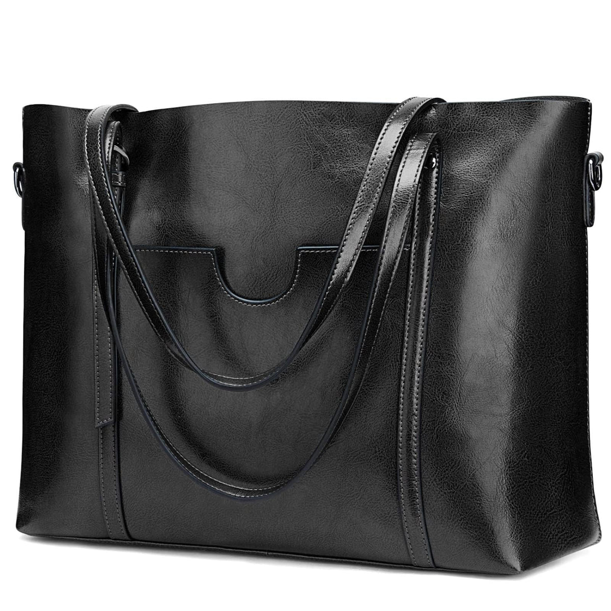 S-ZONE Women Genuine Leather Top Handle Satchel Daily Work Tote Shoulder Bag