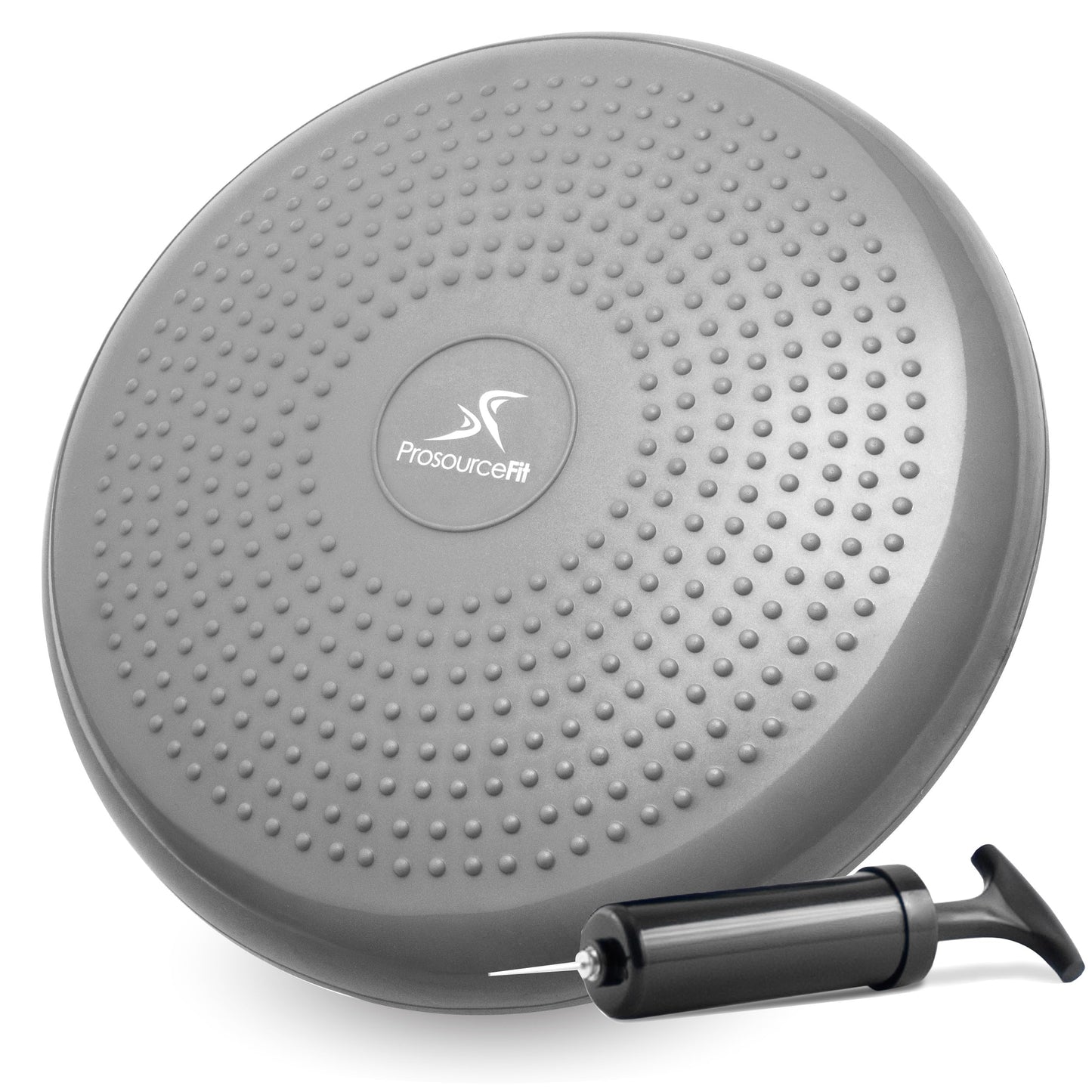 ProsourceFit Core Balance Disc Trainer, 14” Diameter with Pump for Improving Posture, Fitness, Stability, Grey
