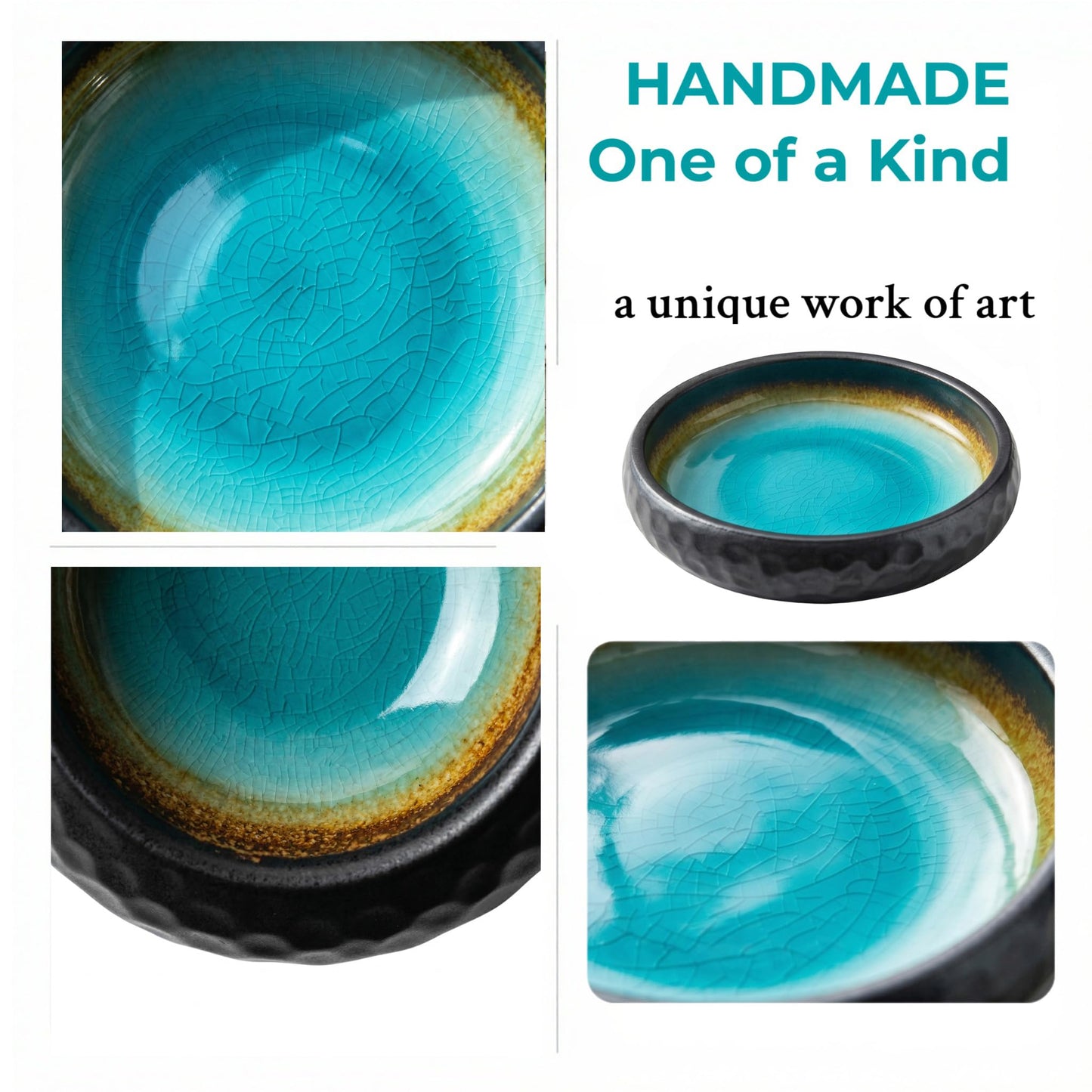 Anywind 6 Inch Incense Holder with Ash Catcher,Handmade Crack Blue Glaze Ceramic Incense Burner Bowl with 9-Hole Design for Sticks,Cones & Coils - Perfect for Meditation,Yoga & Zen Home Decor