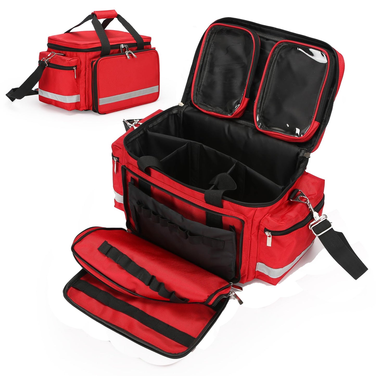 Medical Bag Empty First Aid Bag Home Health Nurse Bag Empty First Aid Storage Bag with Detachable Divider Medical Supplies Emergency Responder Trauma Bag for Nursing Student,Therapist,Doctors