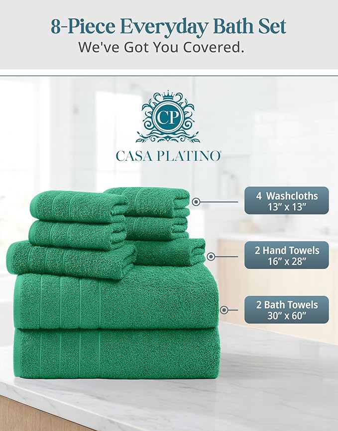 Casa Platino 100% Mercerized Cotton Bathroom Towel Set