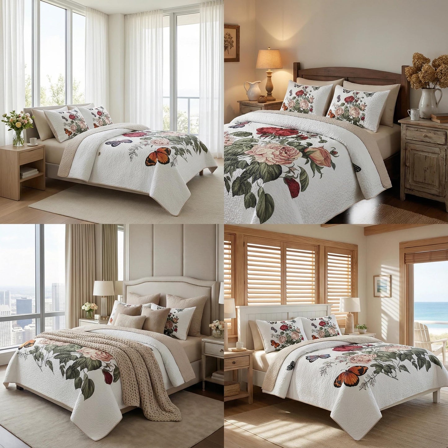 WHWODIDE Merry Christmas Boho Pink Quilt Set King- Santa Claus Deer Snowflakes Tree Berry Printed Holiday Bedding Set - Soft Microfiber Lightweight Comforter Coverlet Bedspread(Pink, King(90"x104"))