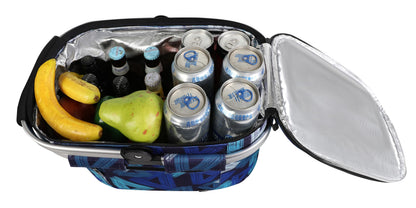 ALLCAMP Picnic Basket - Insulated Cooler, Thickening Foldable Picnic Basket with Removable Baskets & Sewn-in Frame, Basket for House Warming Gifts New Home(Triangle Pattern)