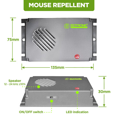 ISOTRONIC Mice Repeller, 2 pieces deterrent to protect you house, garden and car, scarer for mouse, rat, rodents