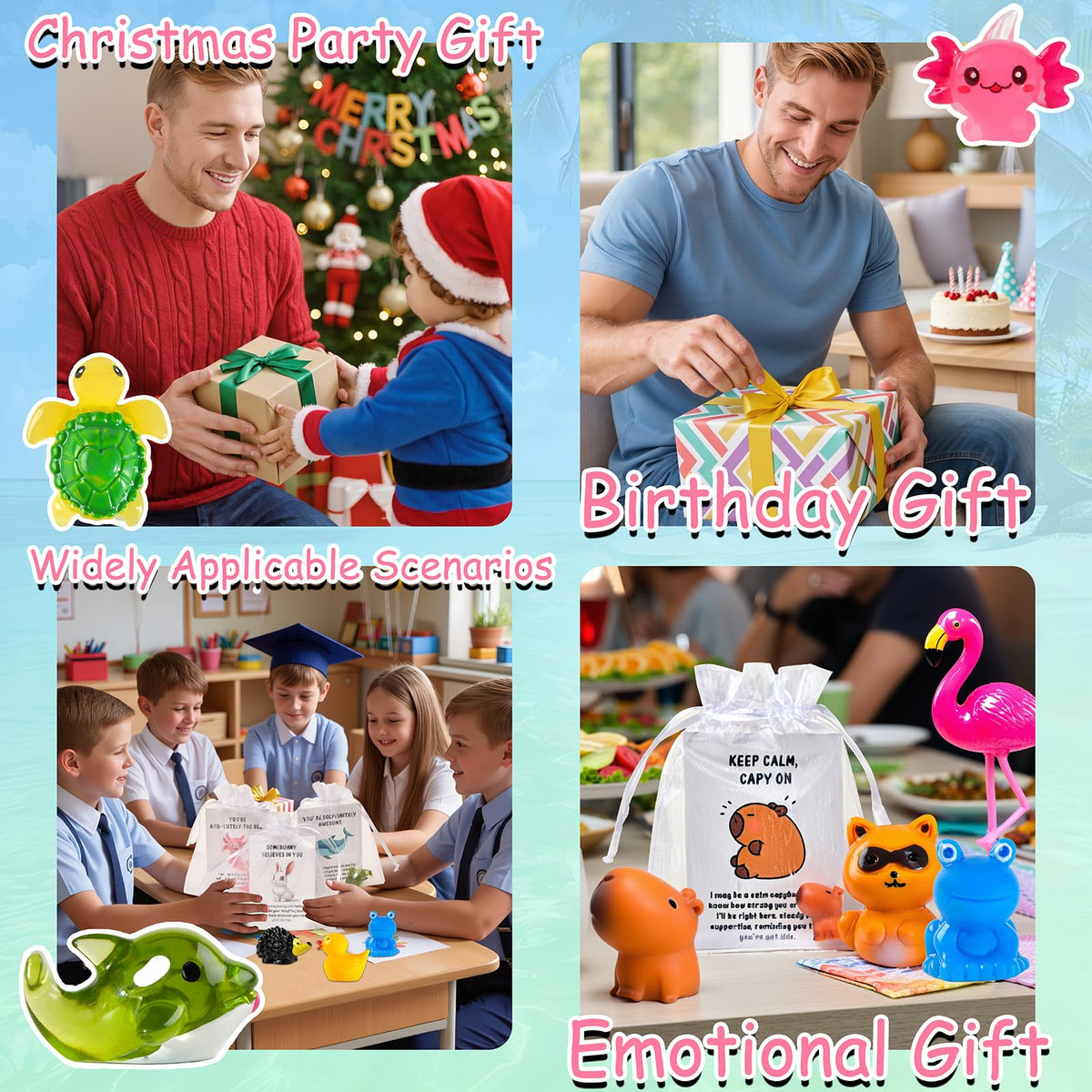 PAPPYN-A 30 Sets Employee Appreciation Gifts Bulk for Coworkers Team Staff Thank You Gifts Back to School Resin Animal Organza Bags Pun Inspirational Note Cards for Teacher Volunteer Nurse Office
