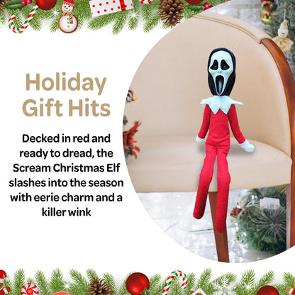 Party Monkeys Bend and Pose Creepy Ghost Masked Elf Decoration 35cm – Handmade Horror-Inspired Ornament for Christmas, Halloween & Holiday Party Décor – Spooky Collectible with Sinister Expression