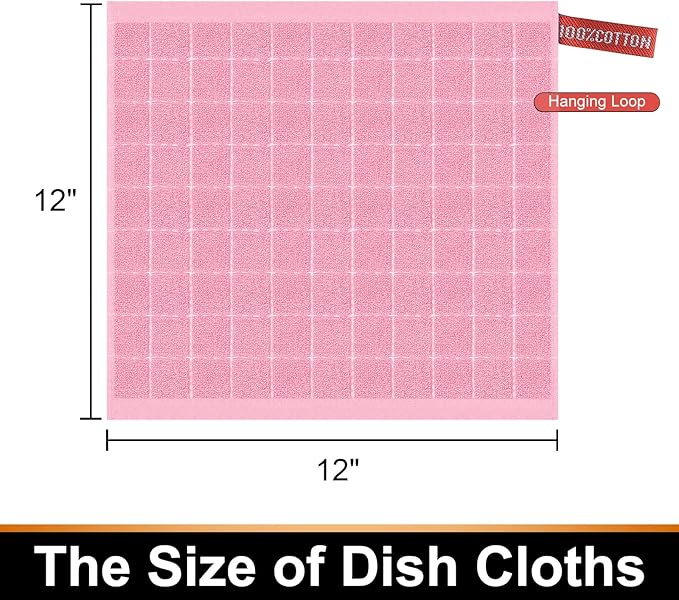 Mordimy 100% Cotton Terry Cloth Dish Cloths, Soft and Absorbent Checkered Dish