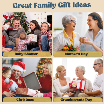 Bixinyo Family Handprint Kit with Light, Baby Hand and Footprint Keepsake Wooden Frame, Family Gifts for Mom, New Parents, Mother's Day, Adoption Gifts, 5 Non-Toxic Paints (Light, Maroon)