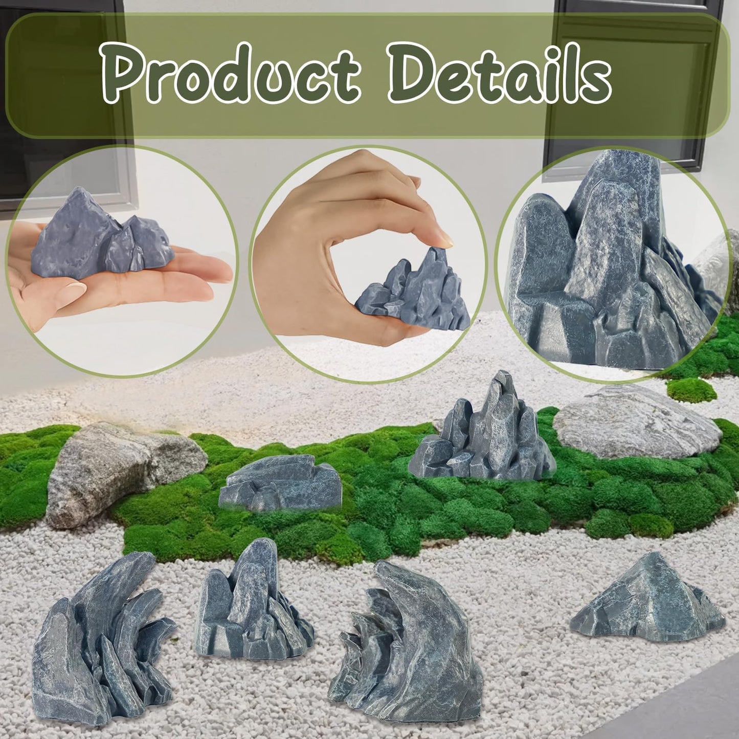 Warmtree 10 Pcs Simulation Rockery Diorama Rocks Stone for Diorama Supplies Miniature Terrain Fairy Garden Zen Garden Accessories Terrarium Decor Tank Aquarium Decoration (Grey)