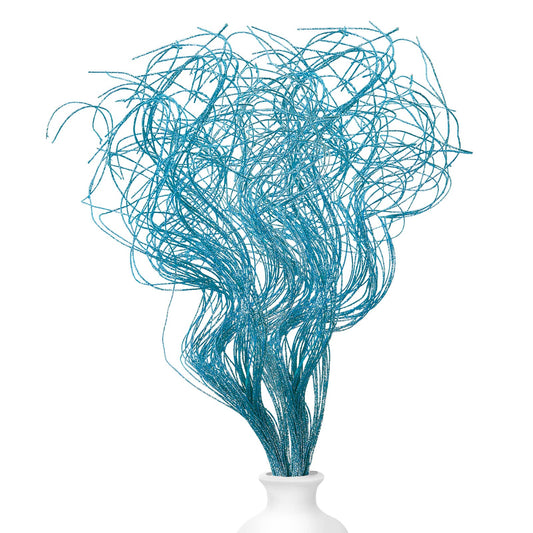 Glitter Curly Ting Ting Branches Christmas Branches Vase Filler Artificial Curly Twigs for Christmas Tree Garland Wreath Decoration, Craft Vases Home Garden Decoration (Blue, 36 Pieces)