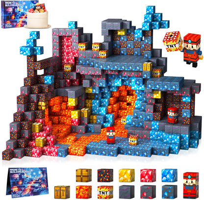 COOLJOYA Magnetic Blocks, 108PCS Magnetic Building Blocks for Kids Boys Girls Aged 3 4 5 6 7 8 Years Old, Montessori STEM Toys for Toddlers Kids, Stacking Construction Toys Sword Lava
