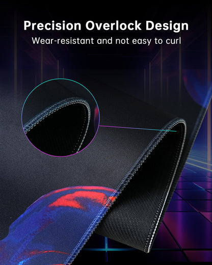KTC Large Mouse Pad Gaming, Mouse Mat with Microfiber Fabric Surface, Extended Desk Mousepad with Stitched Edges, Non-Slip Rubber Base, 27.5 x 11.8 in, Black, for Gamer Office Home
