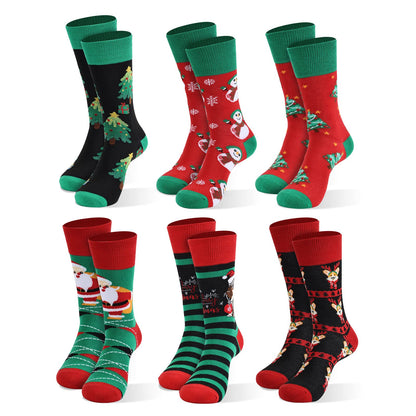 Moonlight Manor Christmas Socks For Men, 6 Pack Mens Christmas Socks, Xmas Crew Socks US Size 6-13