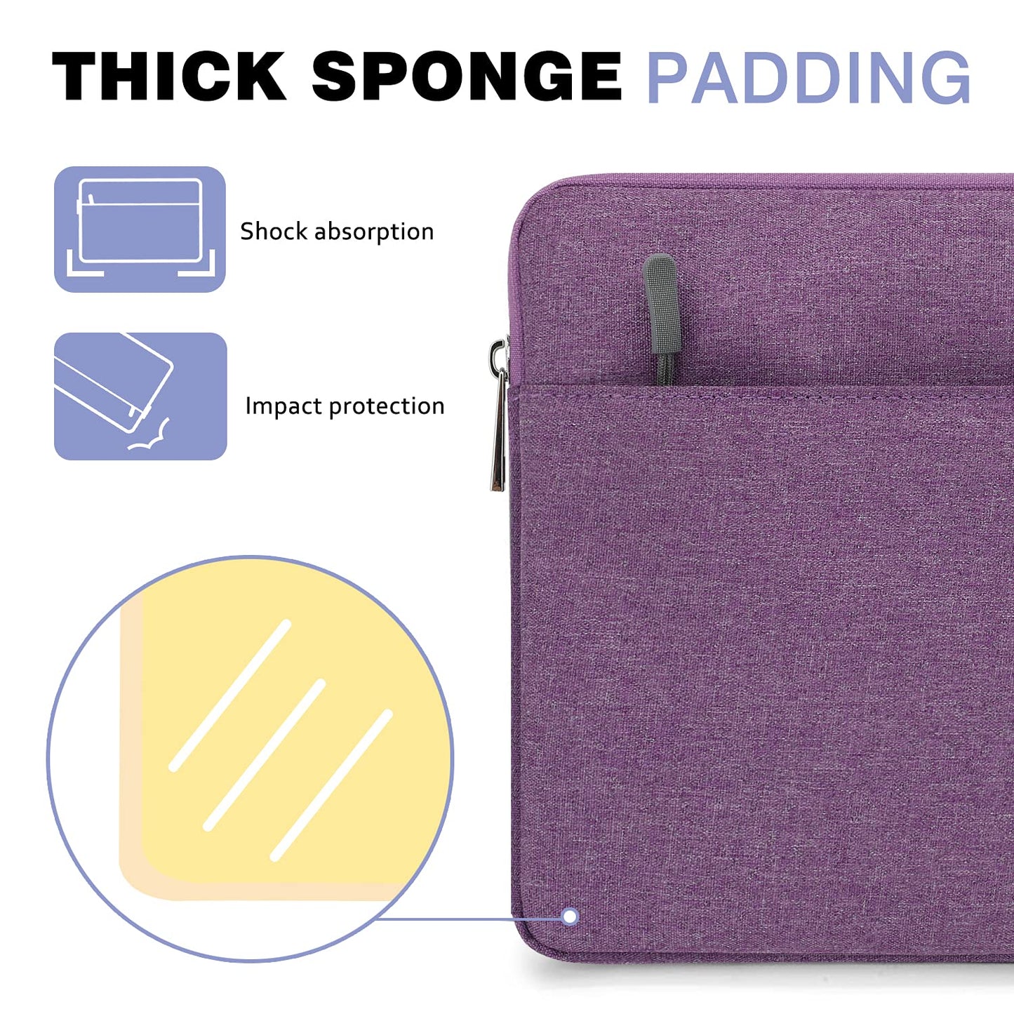 MoKo 9-11 Inch Tablet Sleeve Bag Carrying Case Fits New 11 inch iPad Air M3, iPad A16 2025, iPad Pro 11 M4/Air M2, iPad Air 5/4/3th, iPad 10/9/8/7th, Purple