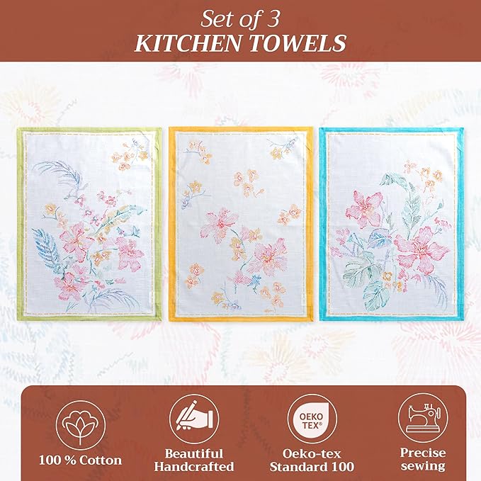 Maison d' Hermine Kitchen Towels Set of 3 100% Cotton 27.50" x 20" Reusable