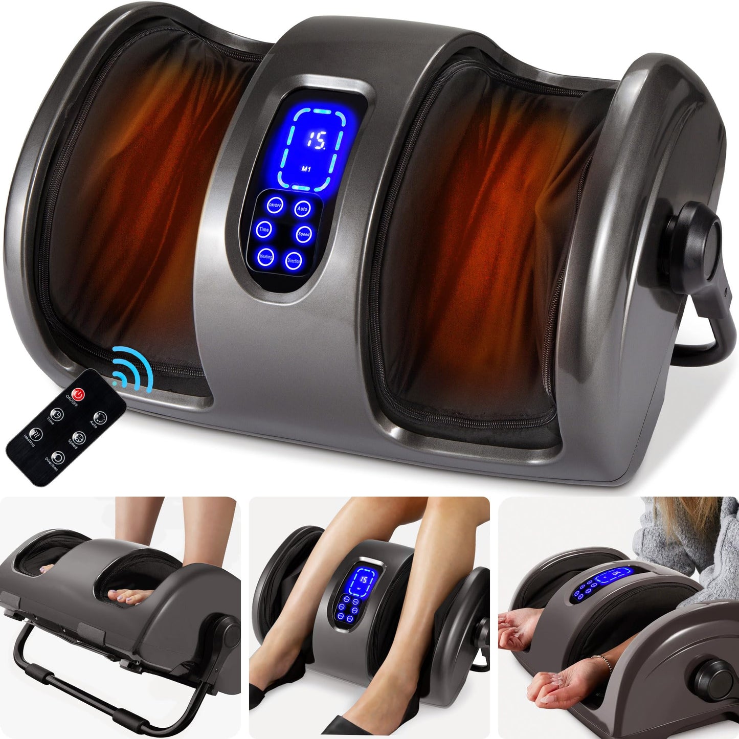 Best Choice Products Heated Shiatsu Foot Massager for Pain Relief, Plantar Fasciitis, Neuropathy, Blood Circulation w/Compact Design - Burgundy