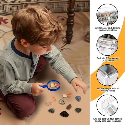 BTYCityMao Rock Collection Box for Kids - Display Case for Collectibles - Storage and Display Shelf - Generation 2