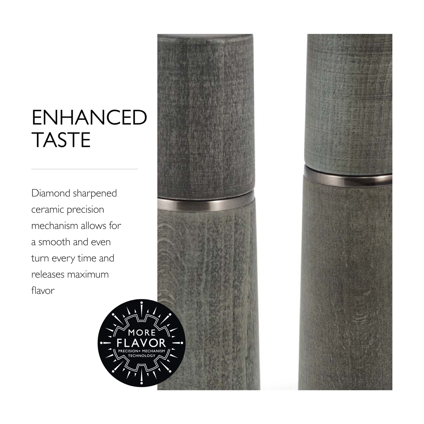 Cole & Mason Marlow Wood Mill Set - Balanced Salt and Pepper Grinders - Refillable Spice Tools - Adjustable Salt and Peppercorn Grinder Settings - Dark Grey