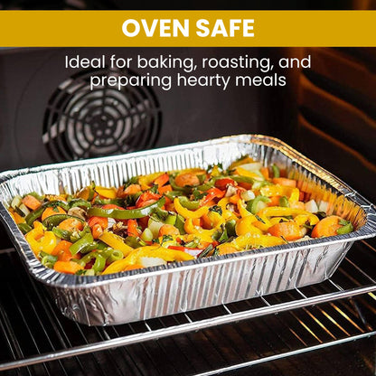 Superior Large Foil Aluminium Trays Pack of 10 – Heavy-Duty Deep Tin Foil Trays 32 x 26 cm Ideal for Cooking Baking Roasting BBQ Meal Prep Storage Tray – Foil Containers for Christmas Parties