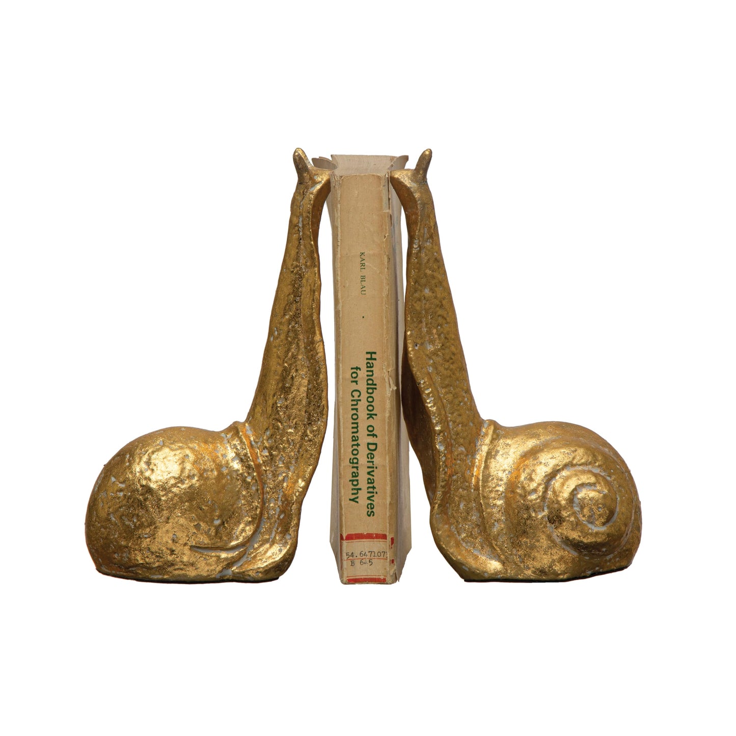 Creative Co-Op Decorative Distressed Cast Metal Snail Bookends, Gold