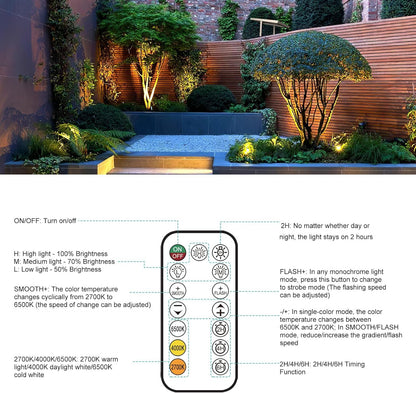 Linke Solar Spot Lights Outdoor Garden, 4 in 1 2700K/4000K/6500K Adjustable LED Solar Powered Spotlight IP66 Waterproof Landscape Spotlights Fence Lights for Yard Lawn Tree Statue
