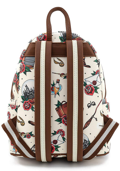 Loungefly Harry Potter Tattoo Art Cream Color Womens Double Strap Shoulder Bag Purse
