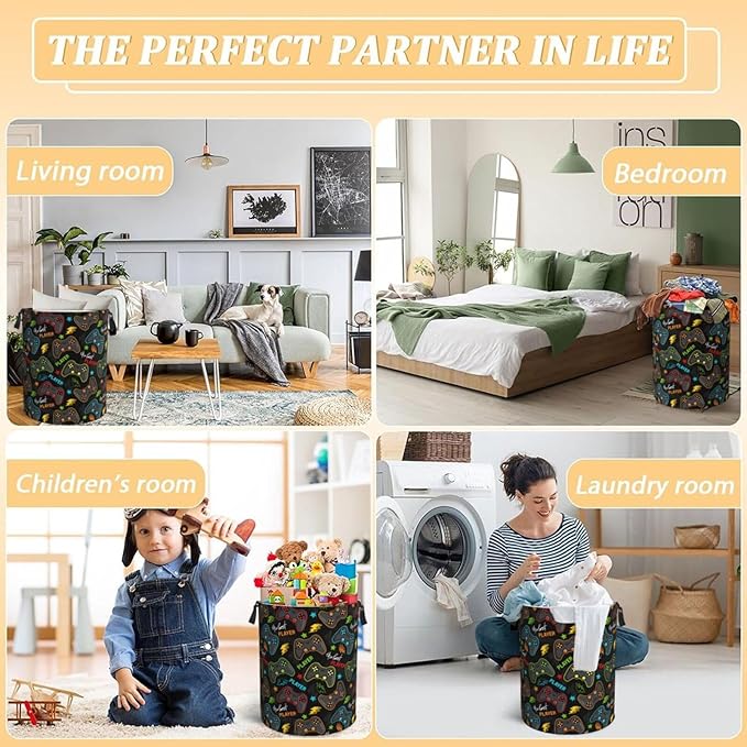 Gaming Joysticks Laundry Hamper Bag