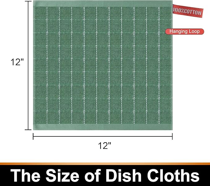 Mordimy 100% Cotton Terry Cloth Dish Cloths, Soft and Absorbent Checkered Dish