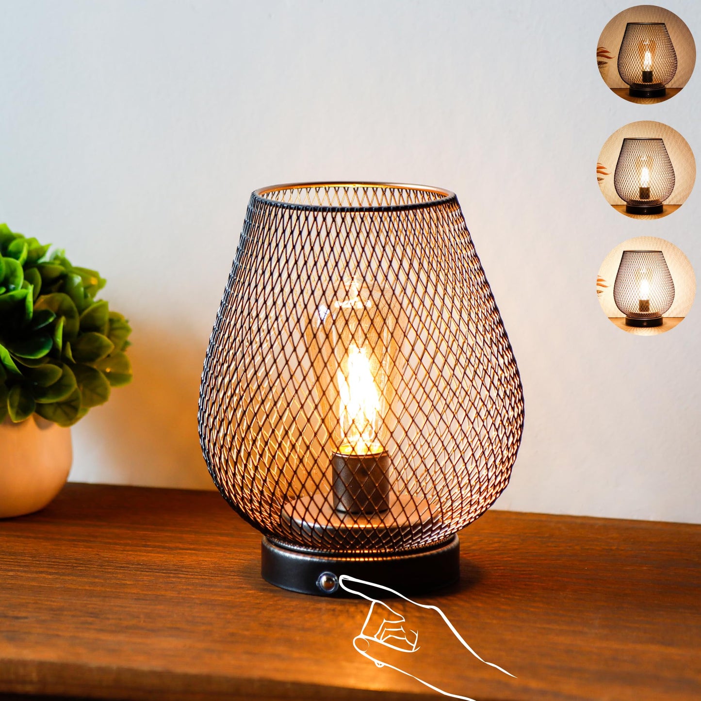 JHY DESIGN Dimmable Touch Bedside Table Lamp Rechargeable Battery Powered Lamp with LED Bulb Cordless Accent Lamp for Weddings Parties Patio Events for Indoors Outdoors(Metal Base, Bronze Egg)