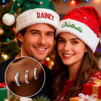 Inerney Sterling Silver Christmas Earrings Set for Women, Dainty Small Huggie Hoop Earrings Holiday Jewelry for Multiple Piercings, Trendy Twisted Cute Cartilage Hoops Winter Gift for Sensitive Ears