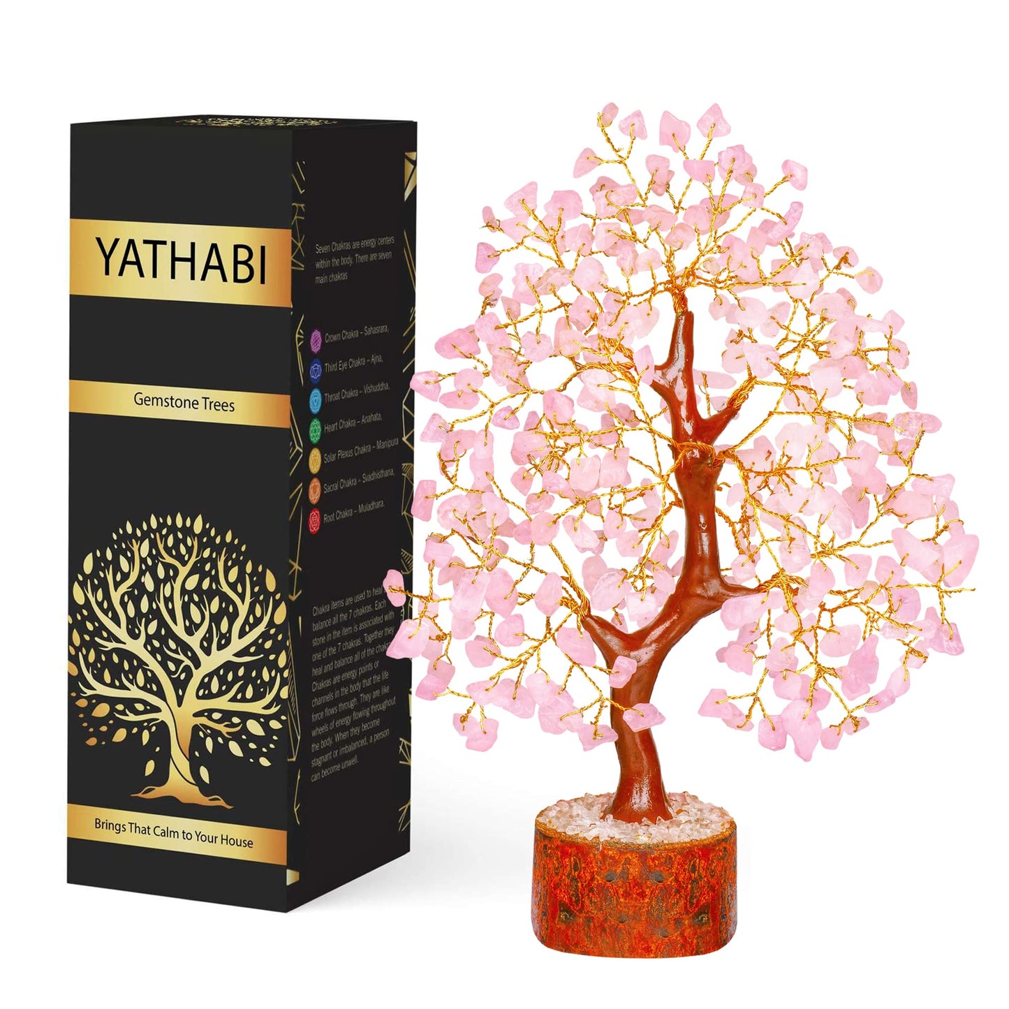 Rose Quartz Feng Shui Crystal Tree - Pink Spiritual Decor - Gemstone Bonsai Tree - Positive Energy Pink Desk Accessory