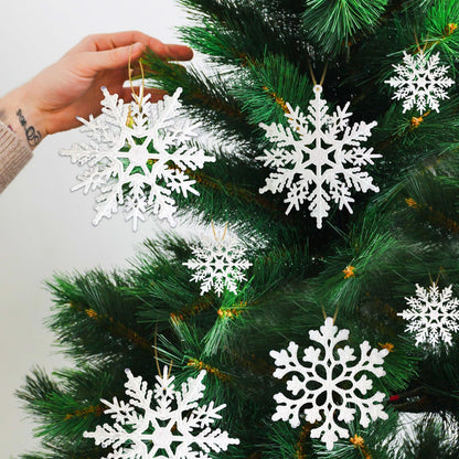 36 Pack White Snowflake Ornaments Plastic Glitter Snow Flakes Ornaments for Winter Christmas Tree Decorations Size Varies Craft Snowflakes